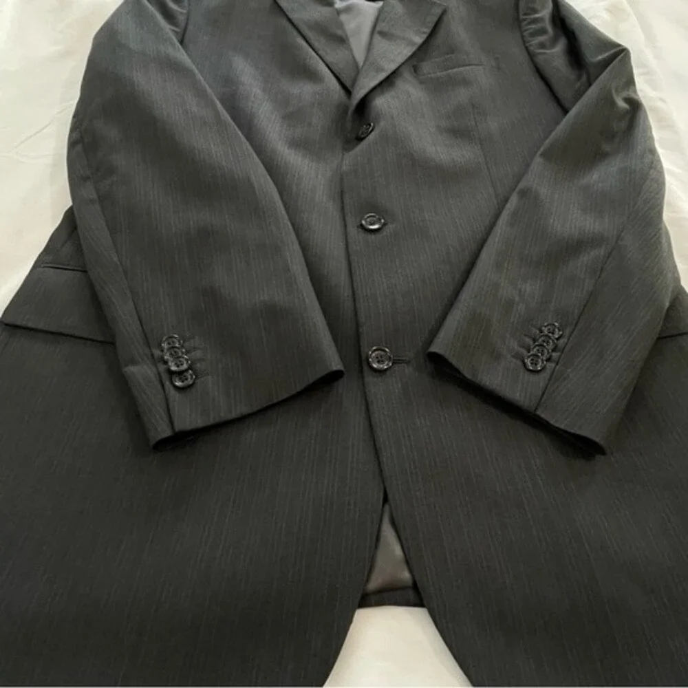 Banana‎ Republic Blazer Jacket Size 46L Gray Blue Pinstripe